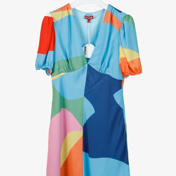 Staud Milla Mini Dress in Capri/Coastal Marble - Picture 2 of 9